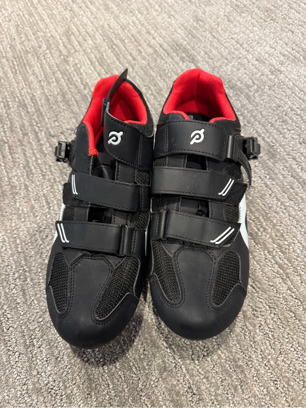 Men's Size 46 Peloton Cycling Shoes in Black with Red Lining